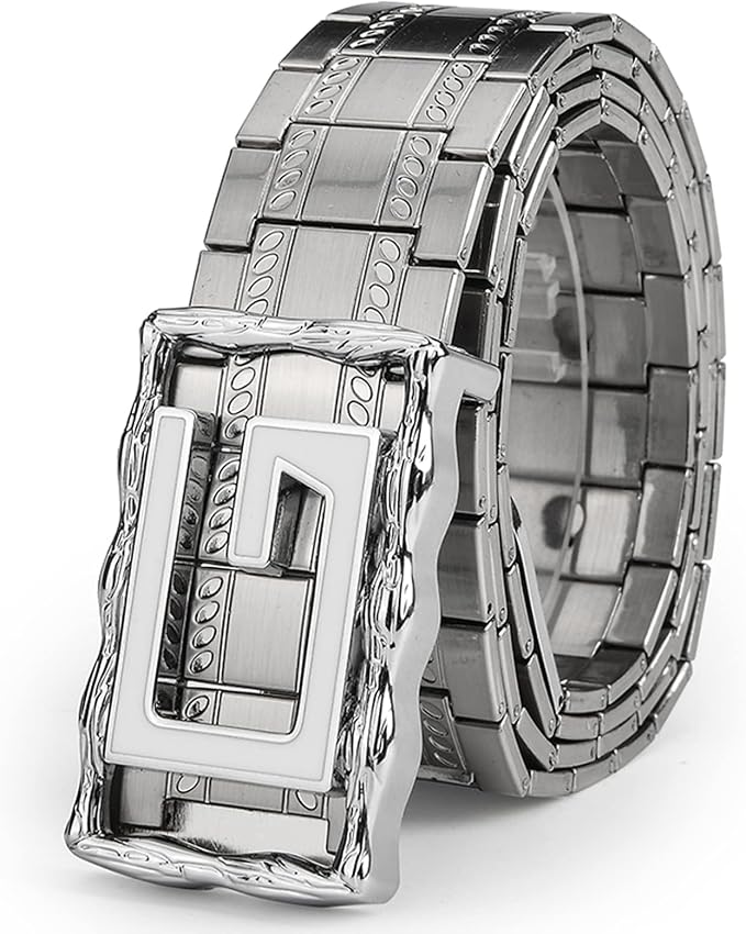 Stainless Steel Letter Buckle Dress Belt - Adjustable