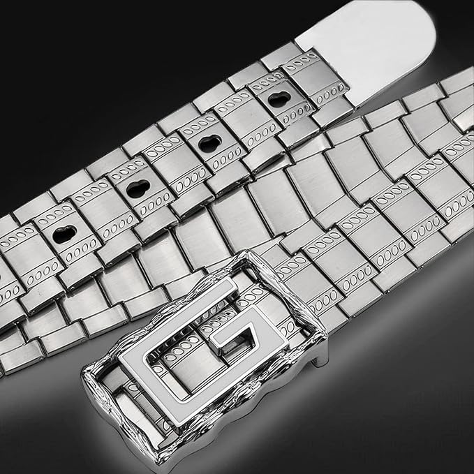 Stainless Steel Letter Buckle Dress Belt - Adjustable