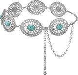 Embossed Concho Chain Belt - Silver & Gold Western Belt