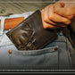 Embossed Deer Double-ID Bifold Leather Wallet