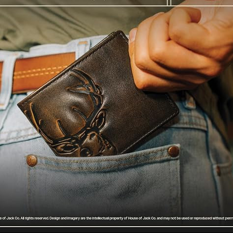 Embossed Deer Double-ID Bifold Leather Wallet