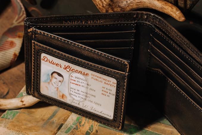 Embossed Deer Double-ID Bifold Leather Wallet