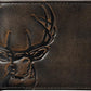 Embossed Deer Double-ID Bifold Leather Wallet