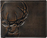 Embossed Deer Double-ID Bifold Leather Wallet