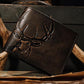 Embossed Deer Double-ID Bifold Leather Wallet