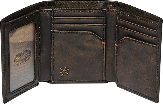 Embossed Deer Trifold Leather Wallet for Men