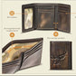 Embossed Deer Trifold Leather Wallet for Men
