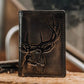 Embossed Deer Trifold Leather Wallet for Men