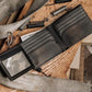 Embossed Deer Double-ID Bifold Leather Wallet