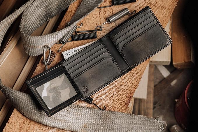 Embossed Deer Double-ID Bifold Leather Wallet