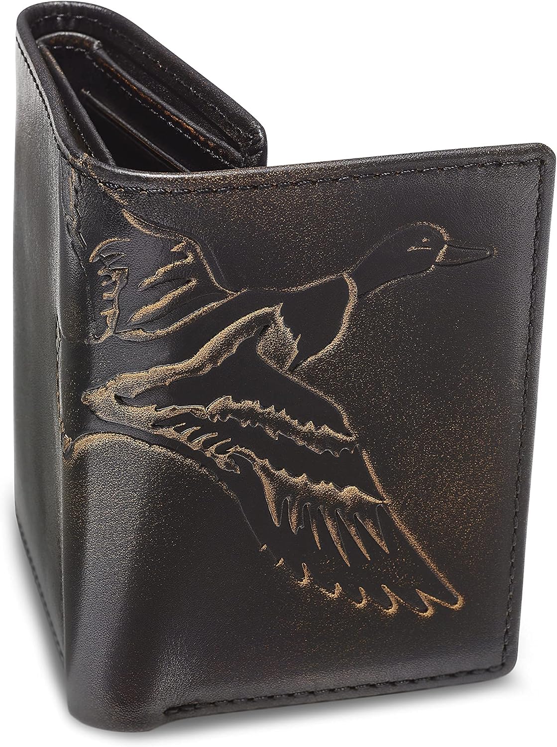 Embossed Duck Trifold Leather Wallet for Men