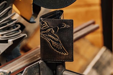Embossed Duck Trifold Leather Wallet for Men