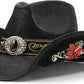 Embroidered Straw Western Hat - Rhinestone Cowboy Style