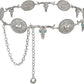 Engraved Concho Rodeo Chain Belt - Silver Gold Waist Belt