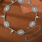 Engraved Concho Rodeo Chain Belt - Silver Gold Waist Belt