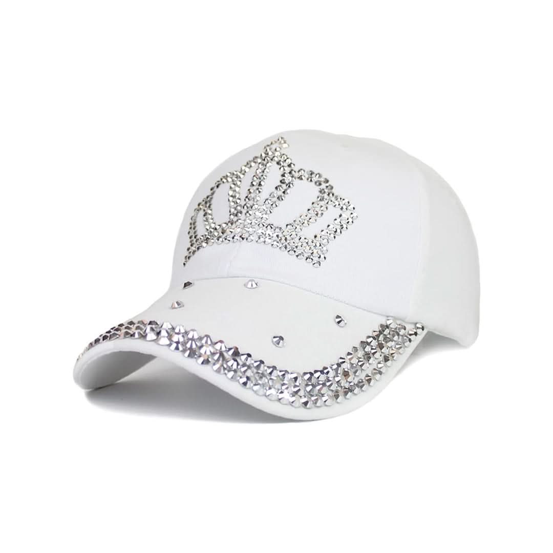 Fashionable Denim Baseball Cap with Dazzling Rhinestone Crown Design