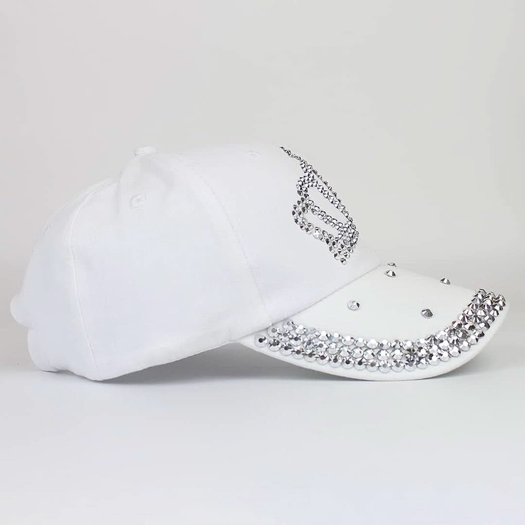 Fashionable Denim Baseball Cap with Dazzling Rhinestone Crown Design