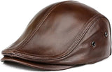 Genuine Cowhide Leather Newsboy Cap - Classic Ivy Style