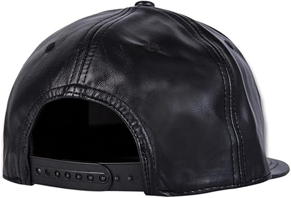 Faux Leather Flat Bill Snapback Hip Hop Cap