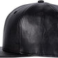 Faux Leather Flat Bill Snapback Hip Hop Cap