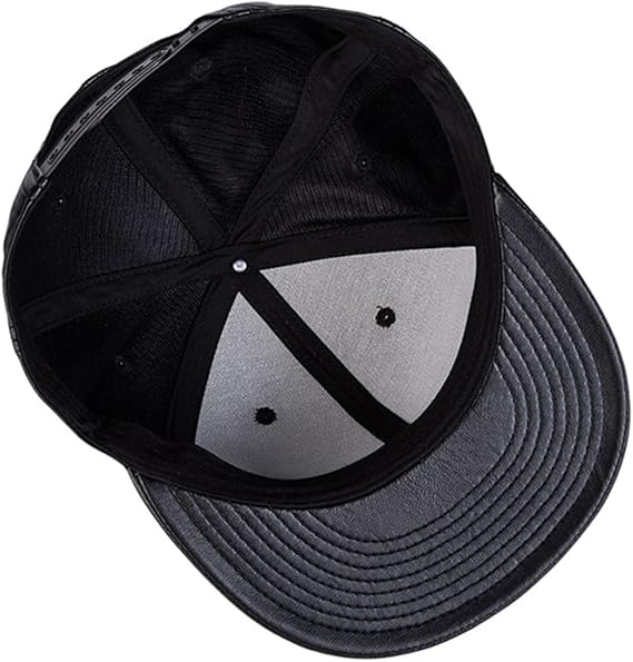 Faux Leather Flat Bill Snapback Hip Hop Cap