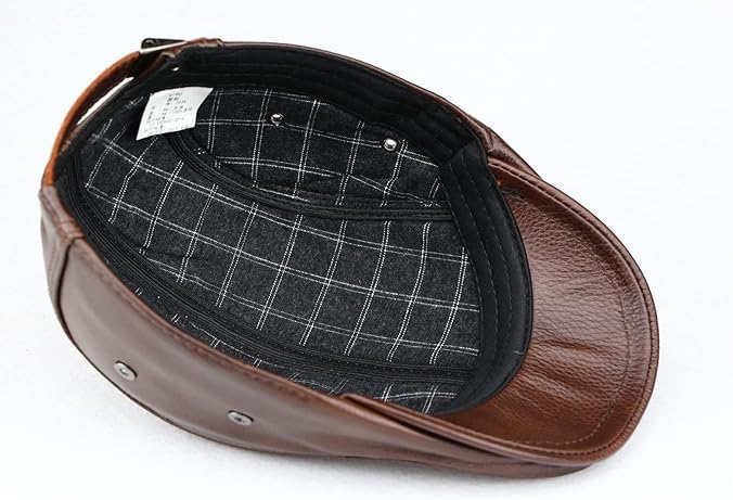 Genuine Cowhide Leather Newsboy Cap - Classic Ivy Style