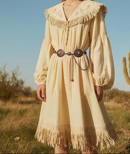 Silver Gold Embossed Concho Belt - Western Chain Belt