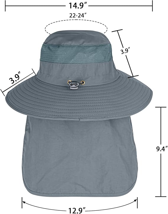 UPF 50+ Fishing Sun Hat with Neck Flap - Foldable
