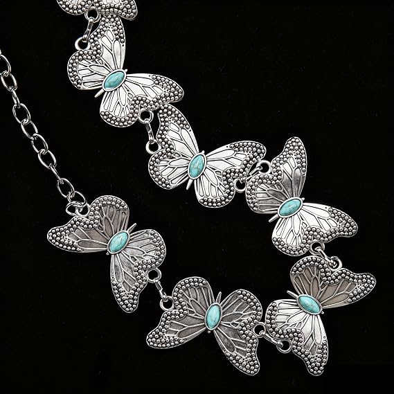 Floral Concho Waist Chain - Vintage Silver Western Belt