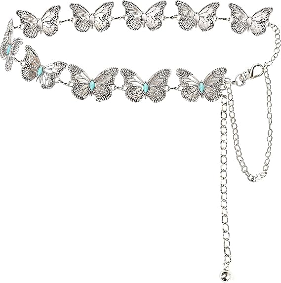 Floral Concho Waist Chain - Vintage Silver Western Belt