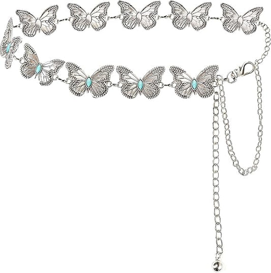 Floral Concho Waist Chain - Vintage Silver Western Belt