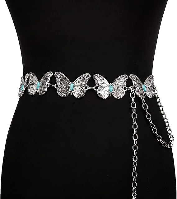 Floral Concho Waist Chain - Vintage Silver Western Belt