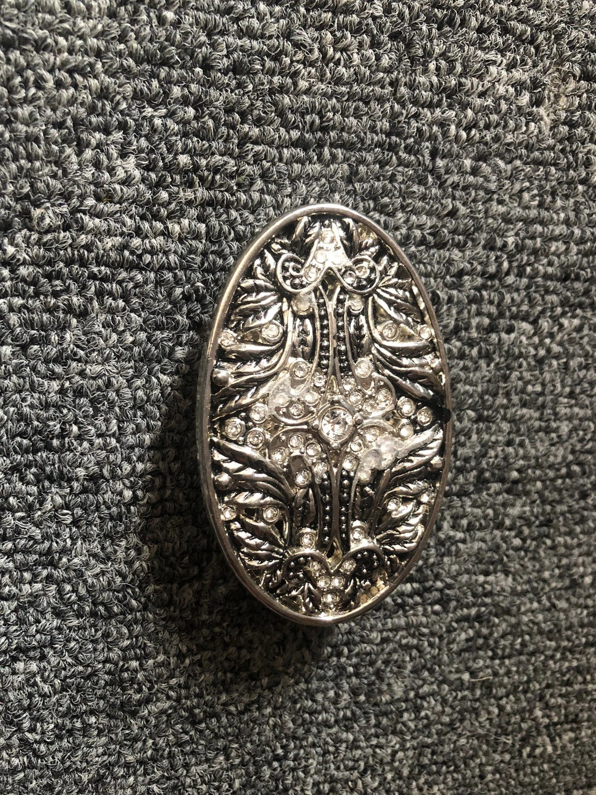 Floral Filigree Bling Belt Buckle - Silver Metal