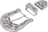 Floral Scroll Rhinestone Buckle Set - Buckle, Keeper & Tip