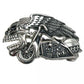 Flying Skull Motorcycle Chopper Belt Buckle - Shiny Chrome Finish
