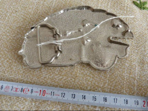 Flying Skull Motorcycle Chopper Belt Buckle - Shiny Chrome Finish