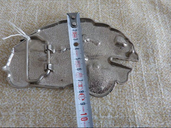 Flying Skull Motorcycle Chopper Belt Buckle - Shiny Chrome Finish