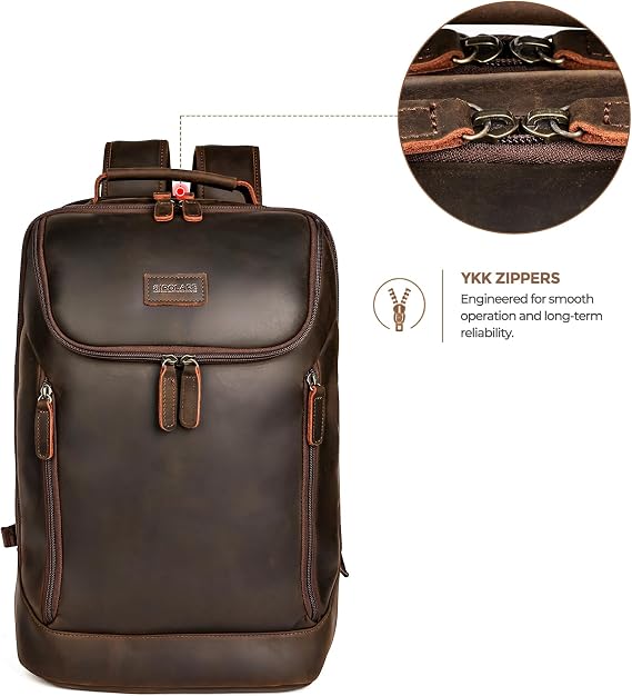 Men's Full Grain Leather Business Travel Backpack – 17.3