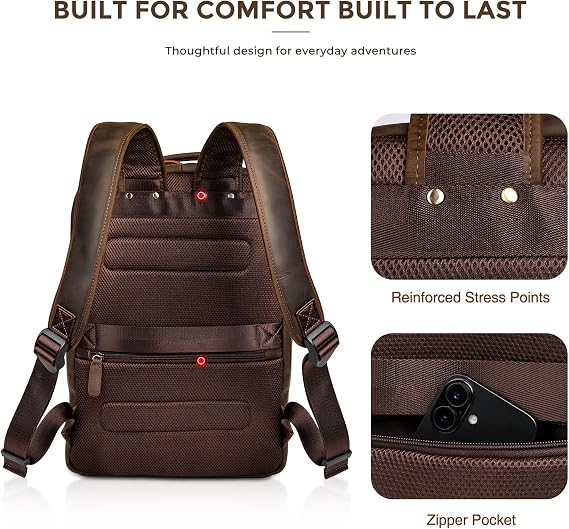 Men's Full Grain Leather Business Travel Backpack – 17.3