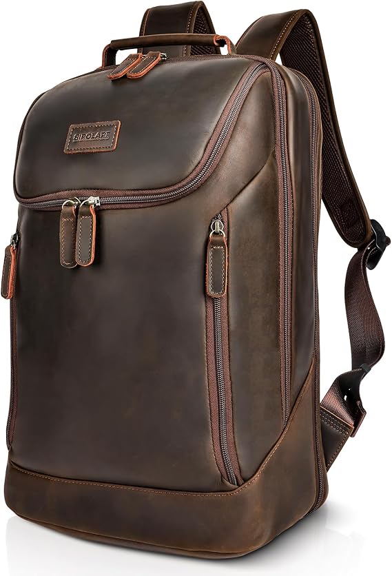 Men's Full Grain Leather Business Travel Backpack – 17.3
