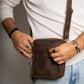 Men's Full Grain Leather Messenger Crossbody Bag