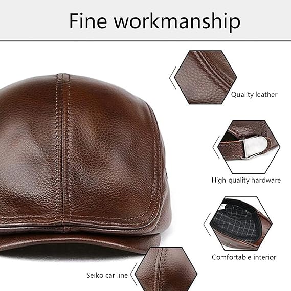 Genuine Cowhide Leather Ivy Cap - Beret Style