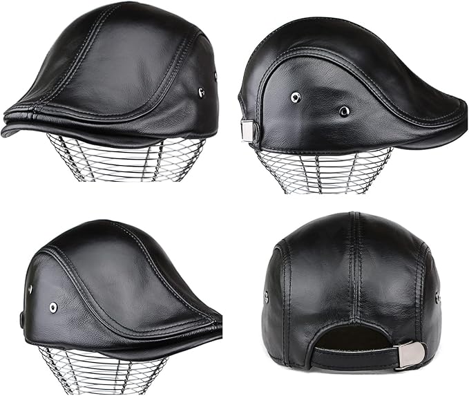 Genuine Cowhide Leather Ivy Cap - Beret Style