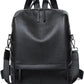 Genuine Leather Backpack Purse for Women - Black