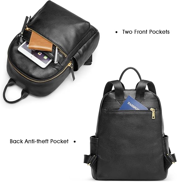 Genuine Leather Backpack Purse for Women - Pebbled Cowhide