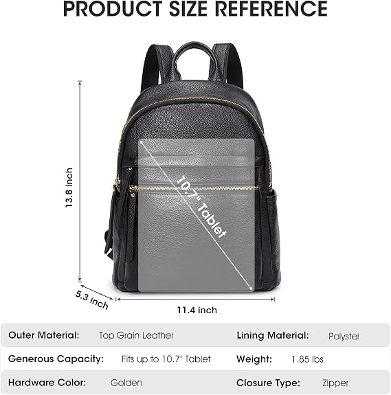 Genuine Leather Backpack Purse for Women - Pebbled Cowhide