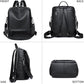 Genuine Leather Backpack Purse for Women - Black