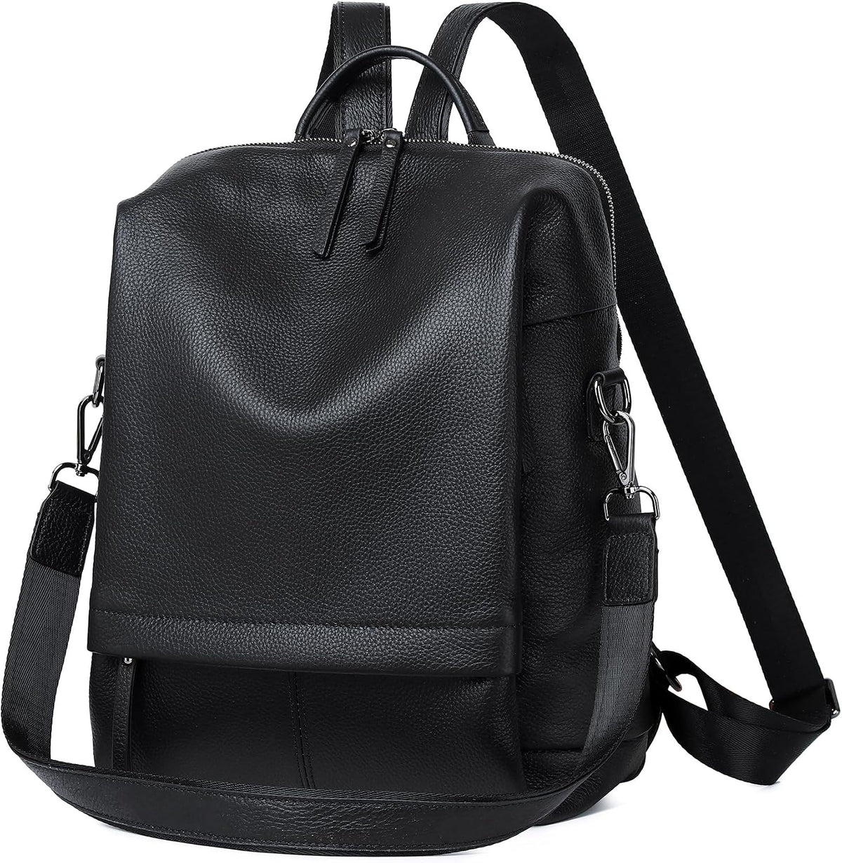 Genuine Leather Backpack Purse for Women - Black