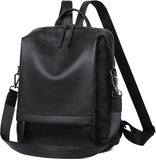 Genuine Leather Backpack Purse for Women - Black