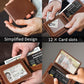 Genuine Leather Bifold Wallet with RFID Blocking - 12 Card Slots